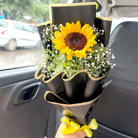 sunflower black paper bouquet